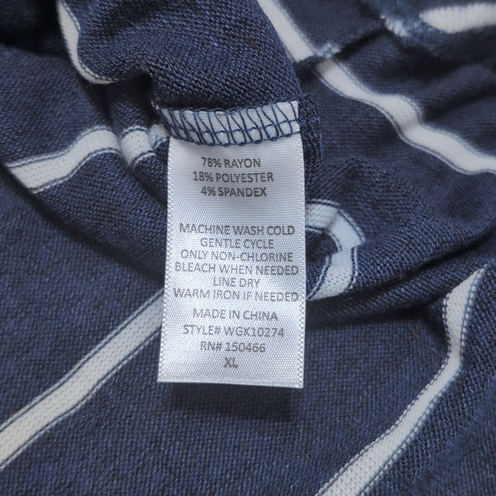 Market & Spruce Kallon Soft Brushed‎ Pullover Hoodie Navy Blue White Stripes XL - Picture 10 of 11